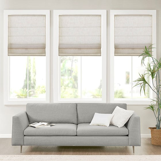 Olliix.com Curtains - Linen Blend Light Filtering Cordless Roman Shade Natural