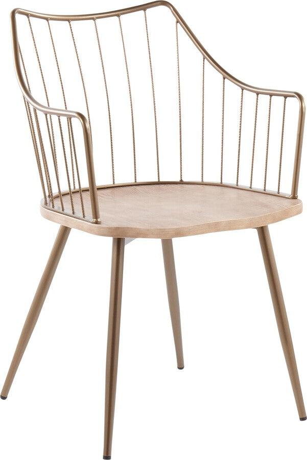 Lumisource Accent Chairs - Winston Farmhouse Chair in Antique Copper Metal and White Washed Wood