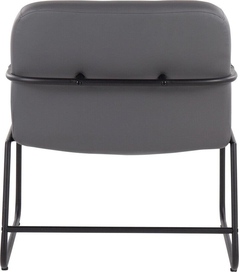 Lumisource Accent Chairs - Duke Contemporary Accent Chair In Black Steel & Grey Faux Leather