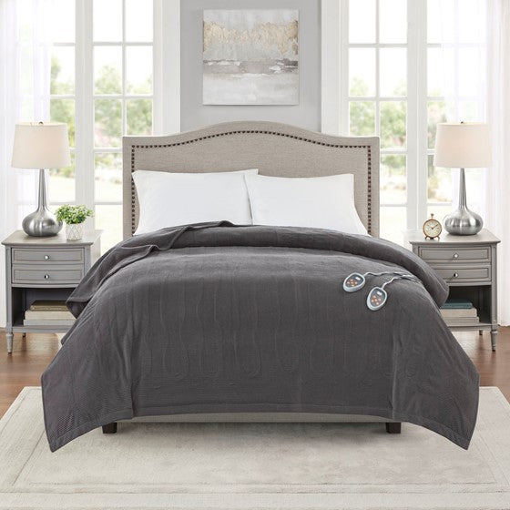 Olliix.com Heated Blankets - Heated Blanket Grey Twin