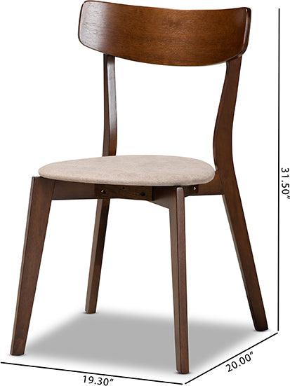 Wholesale Interiors Dining Chairs - Iora Mid-Century Modern Beige Fabric and Walnut Brown Wood 4-Piece Dining Chair Set
