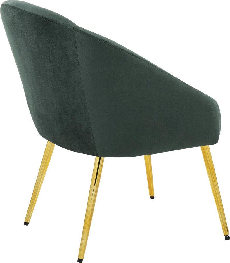 Lumisource Accent Chairs - Shiraz Contemporary/Glam Chair In Gold Metal & Green Velvet