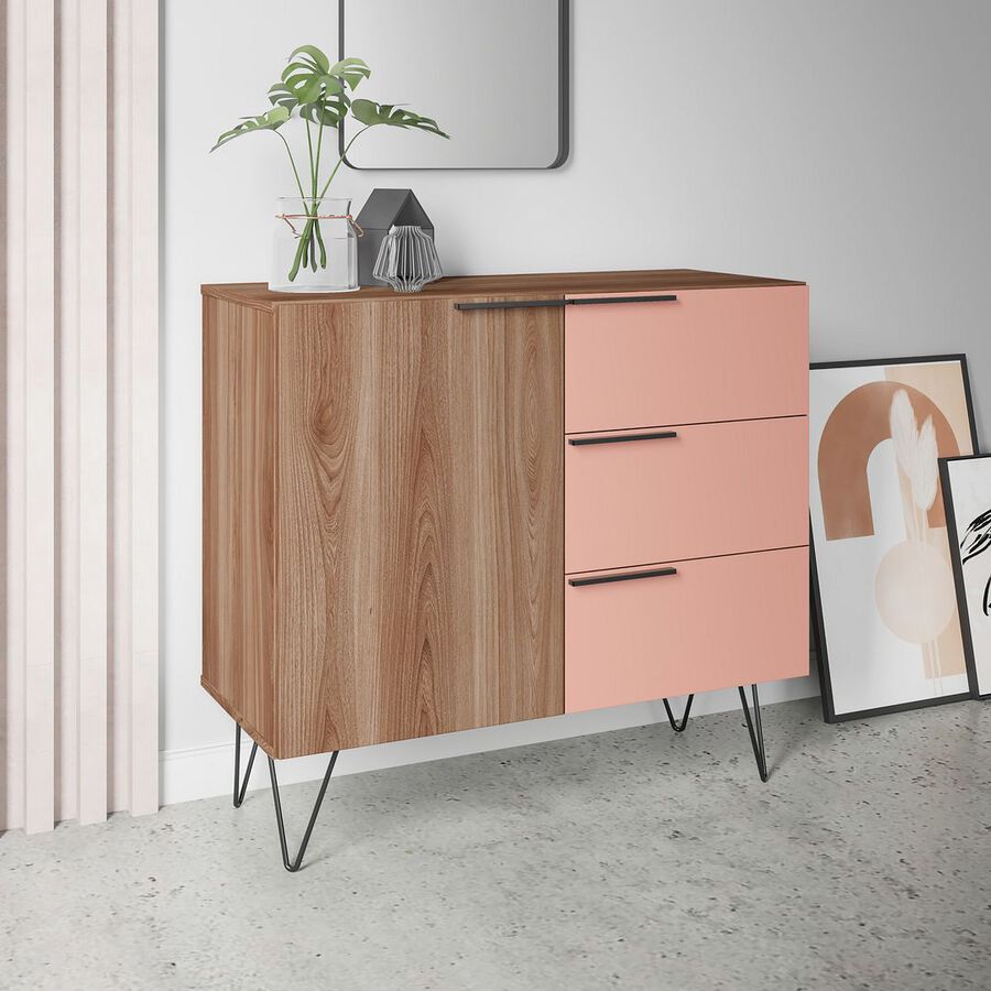 Manhattan Comfort Dressers - Beekman 35.43 Dresser in Brown and Pink