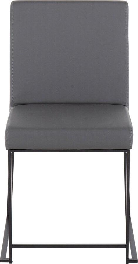 Lumisource Dining Chairs - High Back Fuji Contemporary Dining Chair In Black Steel & Grey Faux Leather (Set of 2)