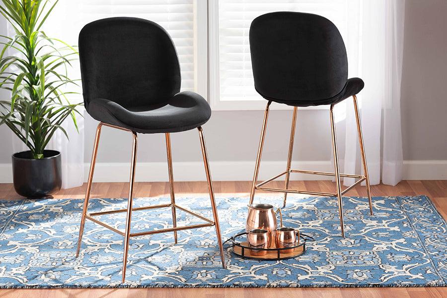 Wholesale Interiors Barstools - Lander Bar Stool Black & Rose Gold (Set of 2)