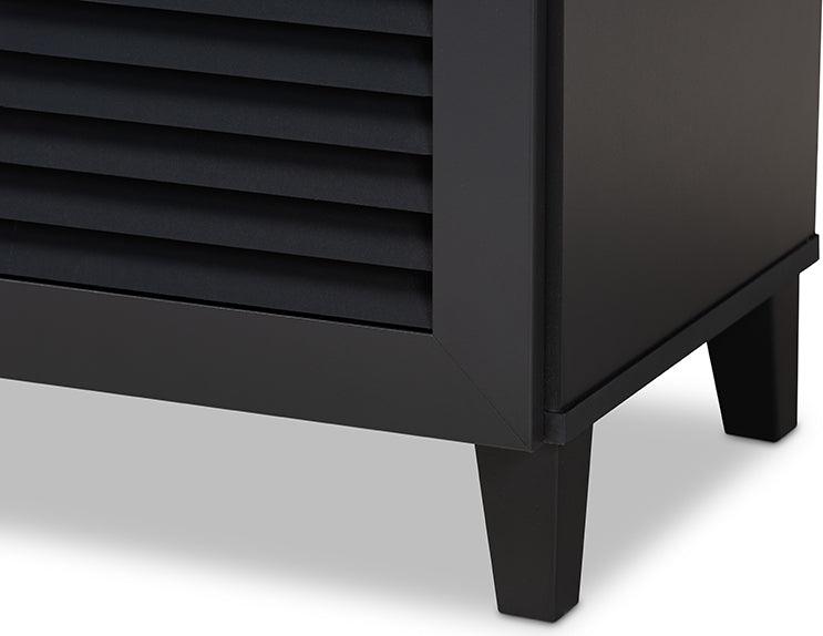 Wholesale Interiors Shoe Storage - Coolidge Contemporary Dark Grey 4-Shelf Wood Shoe Storage Cabinet with Drawer