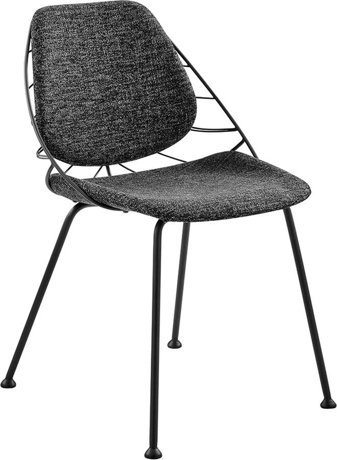 Euro Style Dining Chairs - Linnea Side Chair In Black Fabric with Matte Black Frame and Legs - Set of 2
