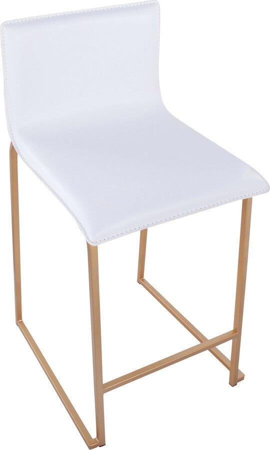Lumisource Barstools - Mara 26" Counter Stool In Gold Metal & White Faux Leather (Set of 2)