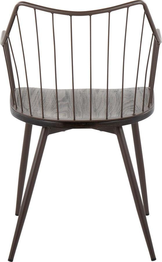Lumisource Dining Chairs - Winston Farmhouse Style Accent & Dining Chair In Brown Metal & Dark Walnut Wood
