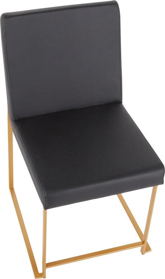 Lumisource Dining Chairs - High Back Fuji Contemporary Dining Chair In Gold & Black Faux Leather (Set of 2)