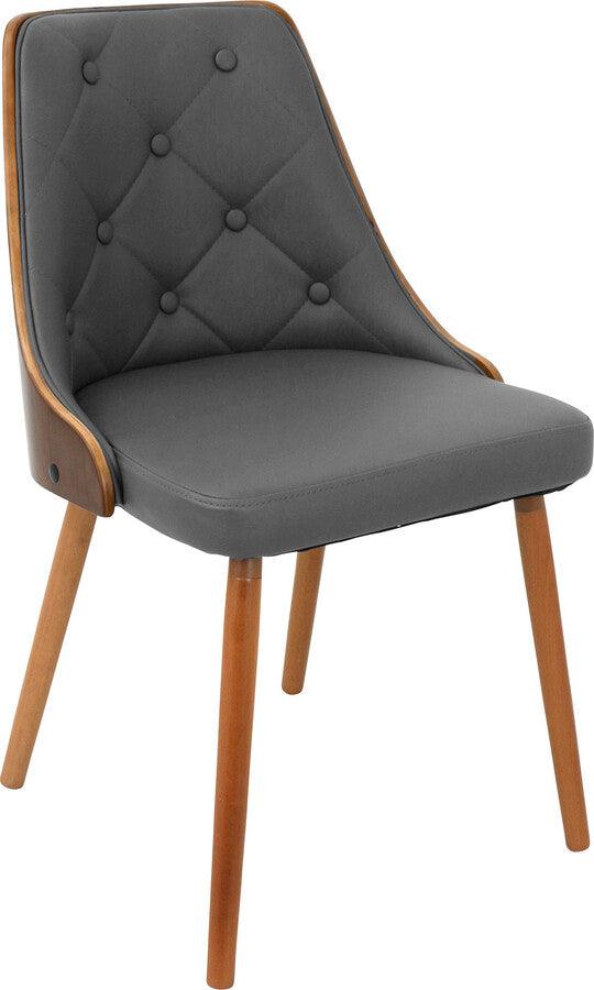 Lumisource Dining Chairs - Gianna Mid-Century Modern Dining/Accent Chair in Walnut with Grey Faux Leather