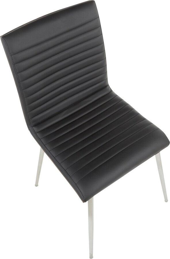 Lumisource Dining Chairs - Mason Dining Chair with Swivel in Stainless Steel, Walnut & Black-Set of 2
