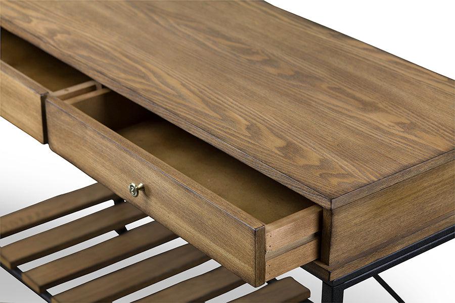 Wholesale Interiors Consoles - Newcastle Wood and Metal Console Table-Criss-Cross