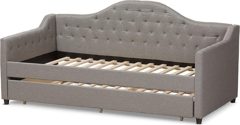 Wholesale Interiors Daybeds - Perry Modern and Contemporary Light Grey Fabric Daybed with Trundle