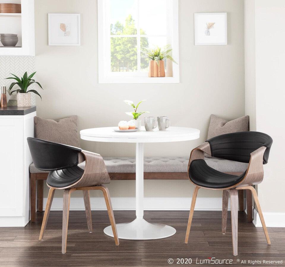 Lumisource Dining Chairs - Symphony Mid-Century Modern Dining/Accent Chair in Light Grey Wood and Black Faux Leather