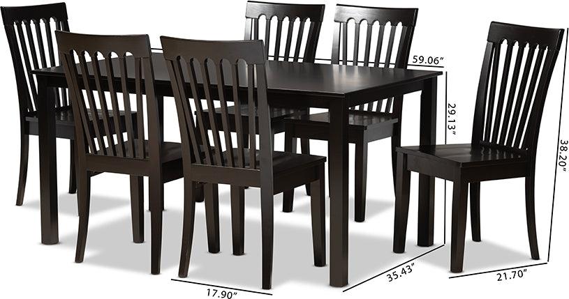 Wholesale Interiors Dining Sets - Erion Dark Brown Finished Wood 7-Piece Dining Set
