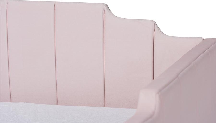 Wholesale Interiors Daybeds - Gulliver Modern and Contemporary Light Pink Velvet Fabric Upholstered 2-Drawer Daybed