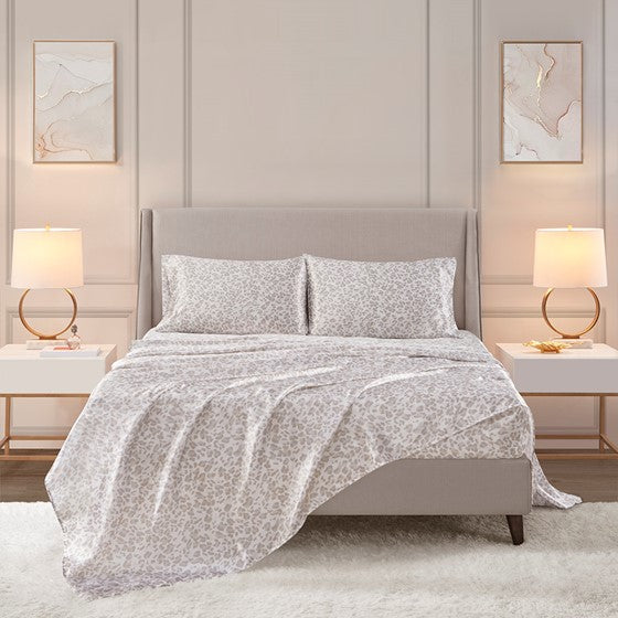 Olliix.com Sheets & Sheet Sets - Sheet Set Taupe Leopard Queen