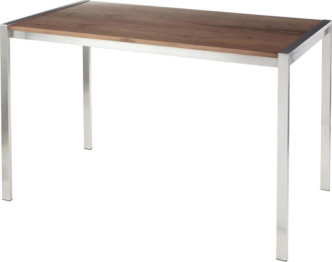 Lumisource Dining Tables - Fuji Modern Dining Table in Stainless Steel with Walnut Wood Top