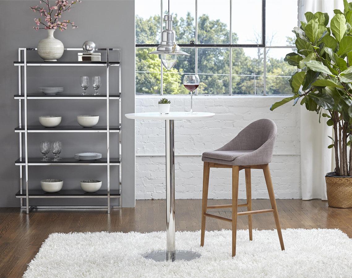 Euro Style Bar Tables - Cookie-B 26" Bar Table in Matte White with Brushed Stainless Steel Column and Base