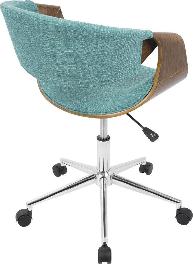 Lumisource Task Chairs - Curvo Mid-Century Modern Office Chair in Walnut and Teal
