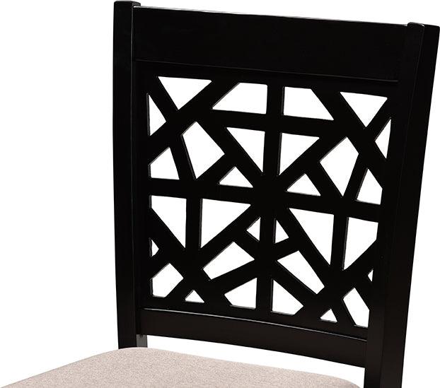 Wholesale Interiors Barstools - Devon Sand Fabric Upholstered And Espresso Brown Finished Wood 2-Piece Counter Height Pub Chair Set