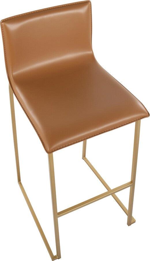 Lumisource Barstools - Mara Barstool In Gold Steel & Camel Faux Leather (Set of 2)