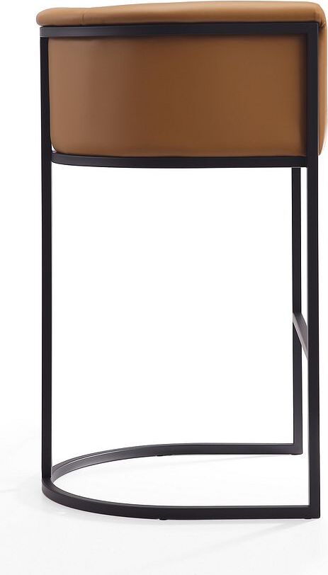 Manhattan Comfort Barstools - Cosmopolitan 37.8 in. Camel and Black Metal Barstool (Set of 2)