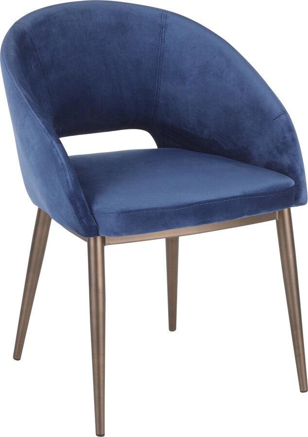 Lumisource Accent Chairs - Renee Chair 31" Copper Metal & Blue Velvet