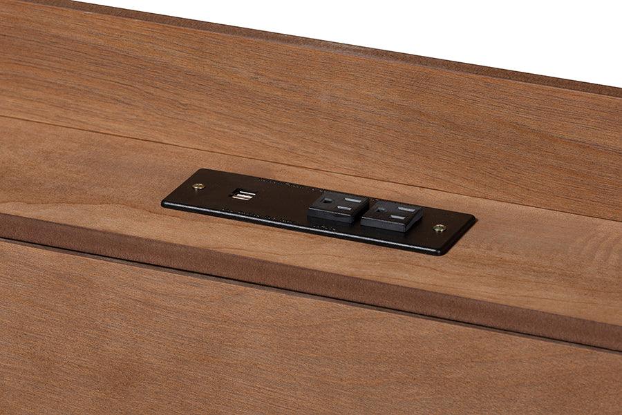 Wholesale Interiors Beds - Decker Mid-Century Modern Walnut Brown Finished Wood Queen Size Platform Bed