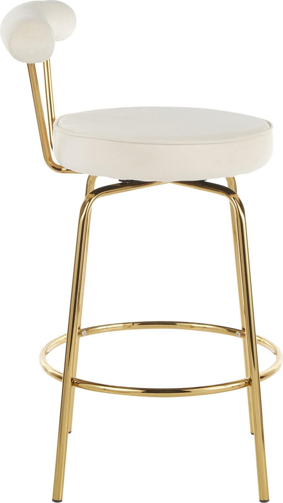 Lumisource Barstools - Rhonda Counter Stool Gold & Cream (Set of 2)