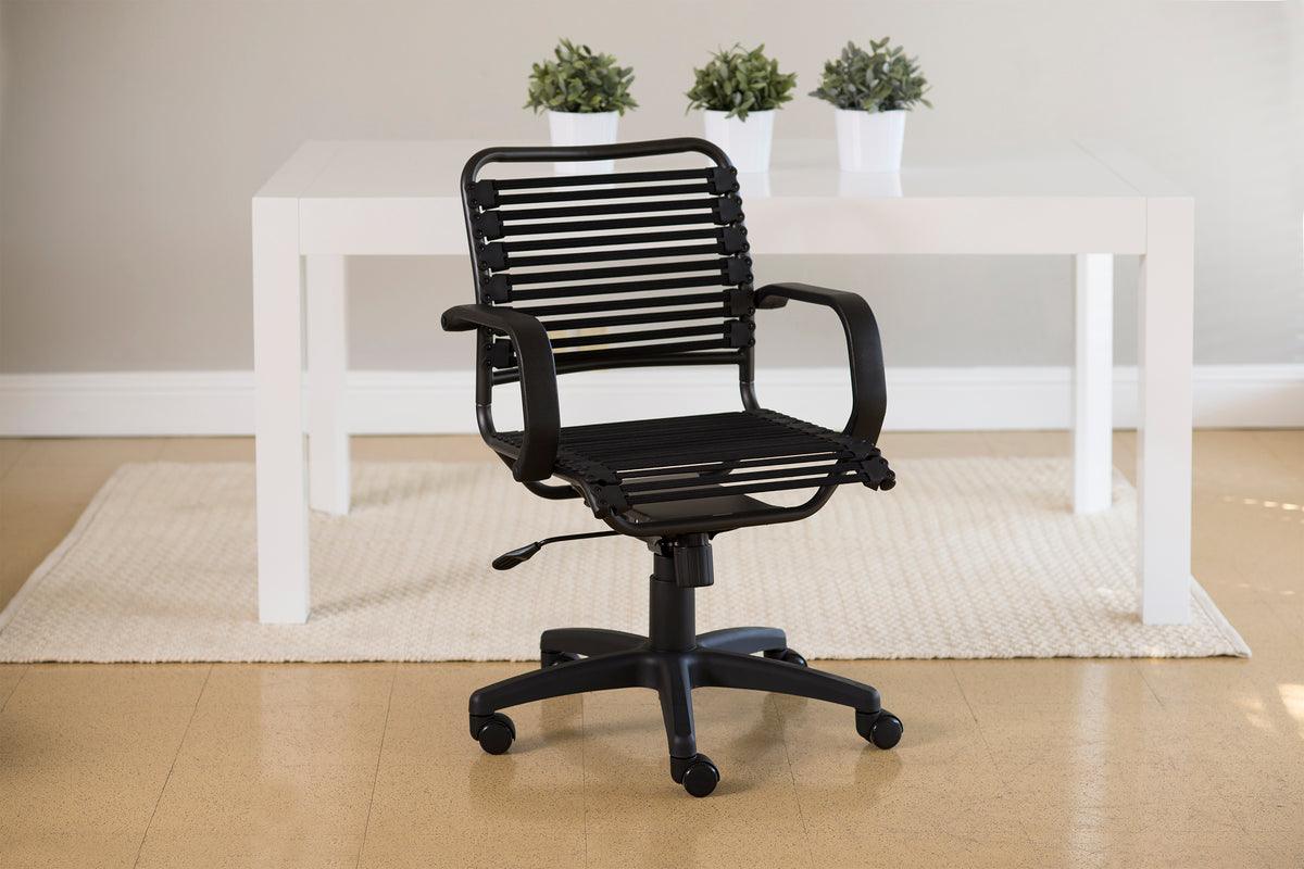 Euro Style Task Chairs - Bungie Flat Mid Back Office Chair Black