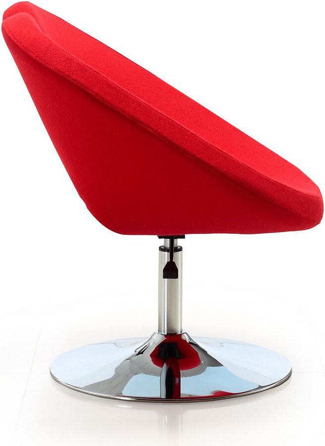 Manhattan Comfort Accent Chairs - Perch Red & Polished Chrome Wool Blend Adjustable Chair (Set of 2)