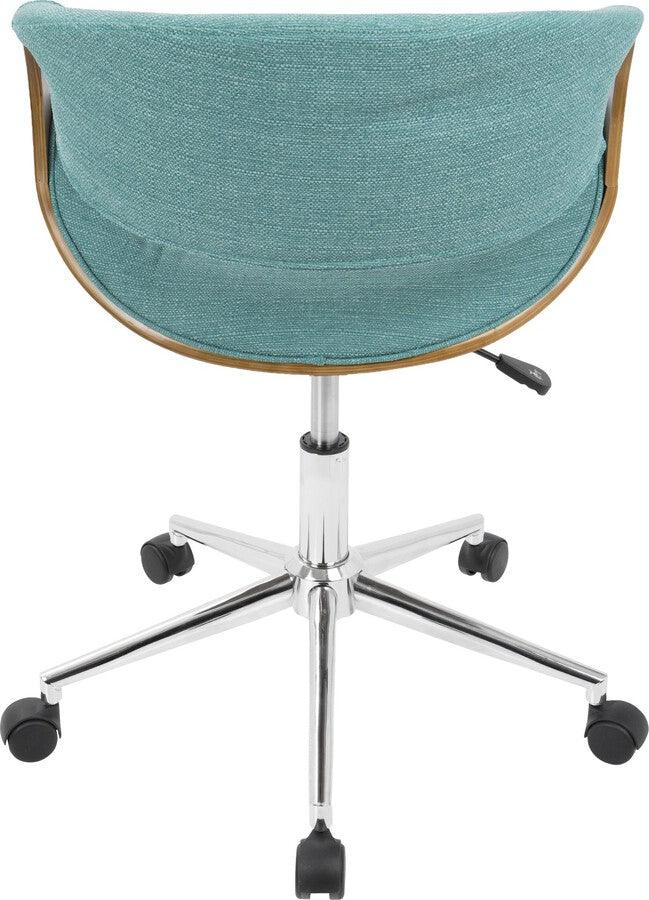 Lumisource Task Chairs - Curvo Mid-Century Modern Office Chair in Walnut and Teal