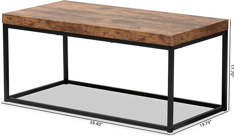 Wholesale Interiors Coffee Tables - Bardot Walnut Brown Finished Wood and Black Metal Coffee Table