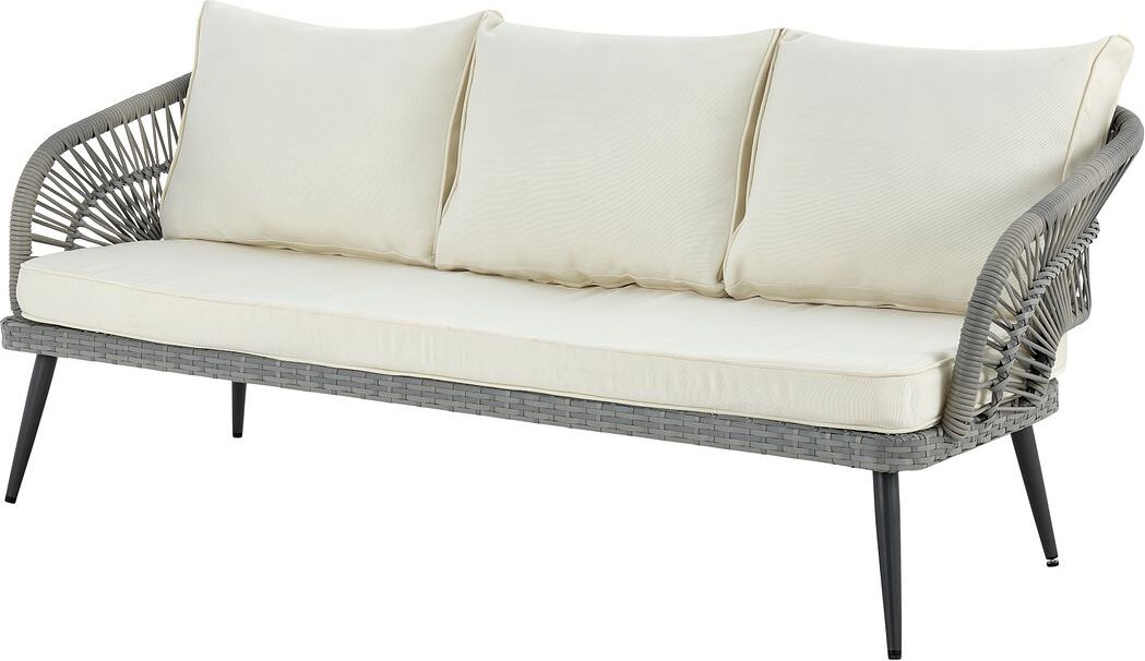 Manhattan Comfort Outdoor Conversation Sets - Riviera Patio 5- Person Conversation Set with Coffee Table with Cream Cushions