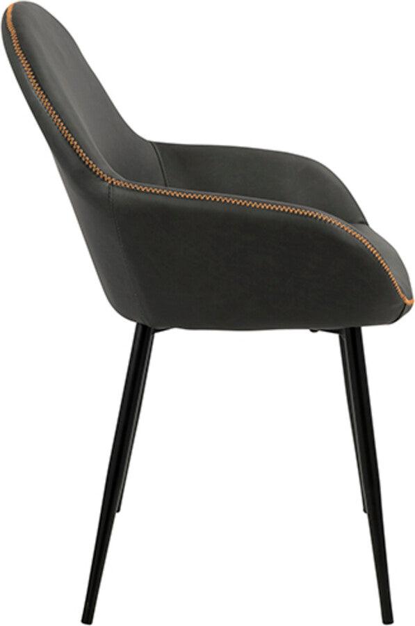 Lumisource Dining Chairs - Clubhouse Contemporary Dining Chair in Black with Grey Vintage Faux Leather - Set of 2