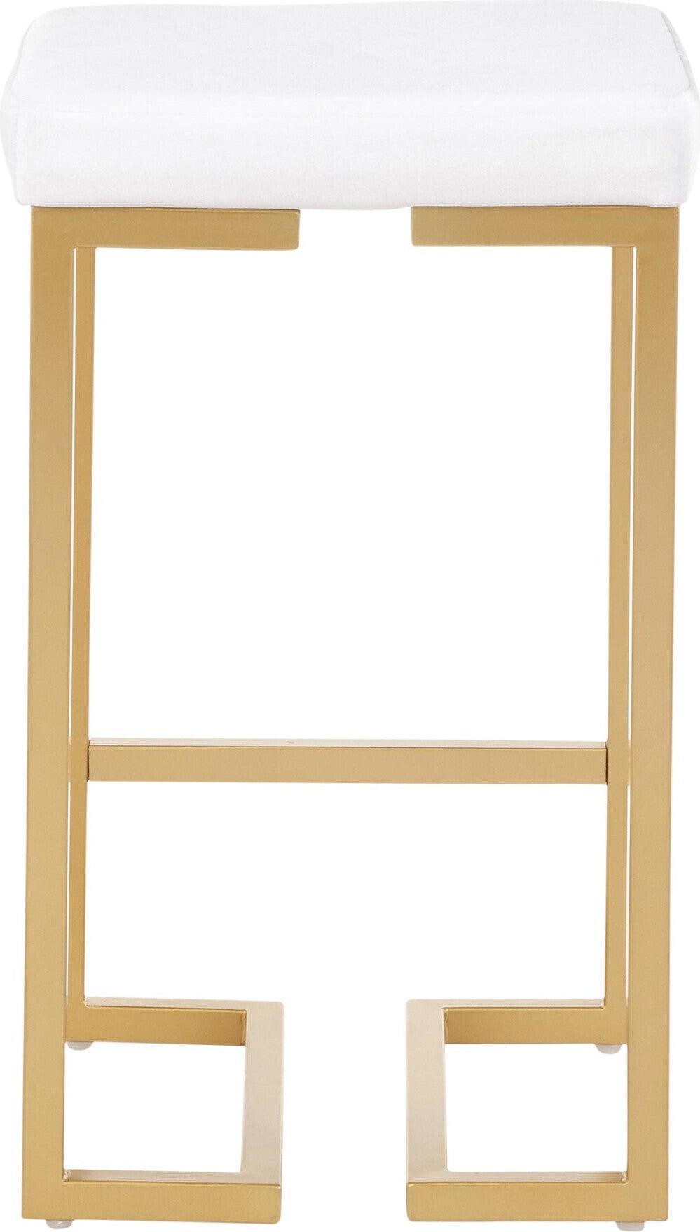Lumisource Barstools - Midas Counter Stool (Set of 2) Gold & White Velvet