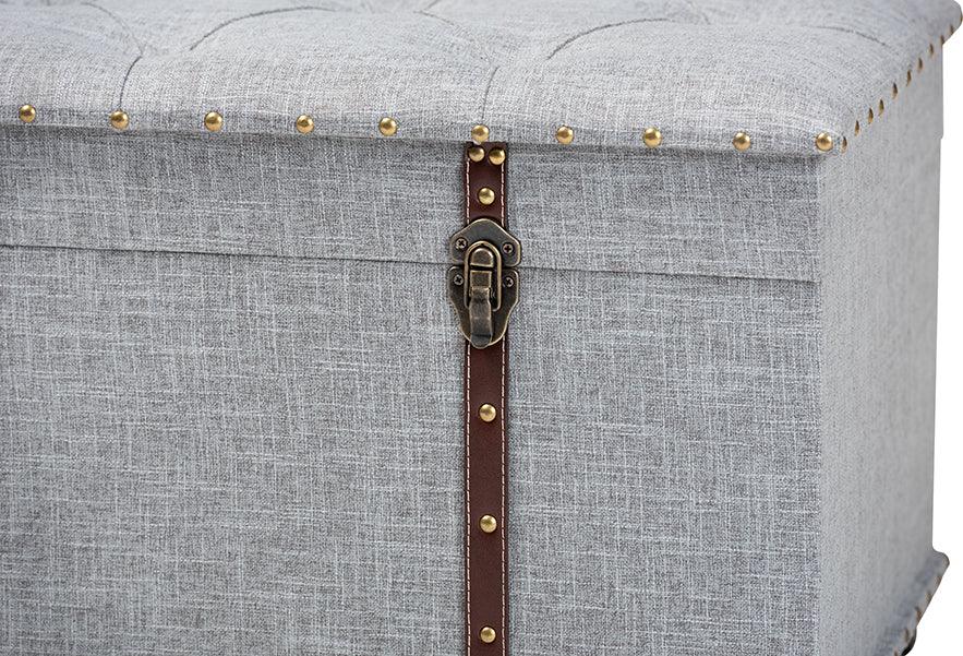 Wholesale Interiors Ottomans & Stools - Kyra Modern and Contemporary Grey Fabric Upholstered Storage Trunk Ottoman