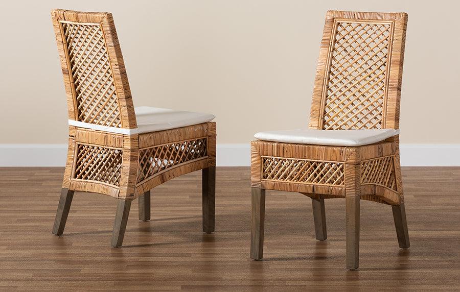Wholesale Interiors Dining Chairs - Argos Modern Bohemian Natural Brown Rattan 2-Piece Dining Chair Set