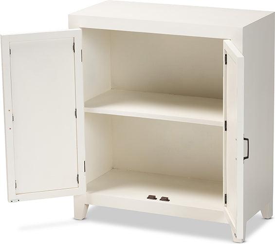 Wholesale Interiors Buffets & Sideboards - Garcelle White Finished Wood and Mirrored Glass 2-Door Sideboard