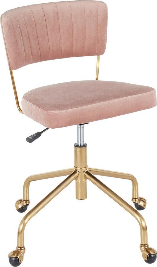 Lumisource Task Chairs - Tania Contemporary Task Chair in Gold Metal and Pink Velvet