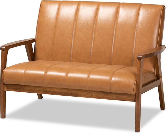 Wholesale Interiors Loveseats - Nikko Faux Leather Loveseat Tan