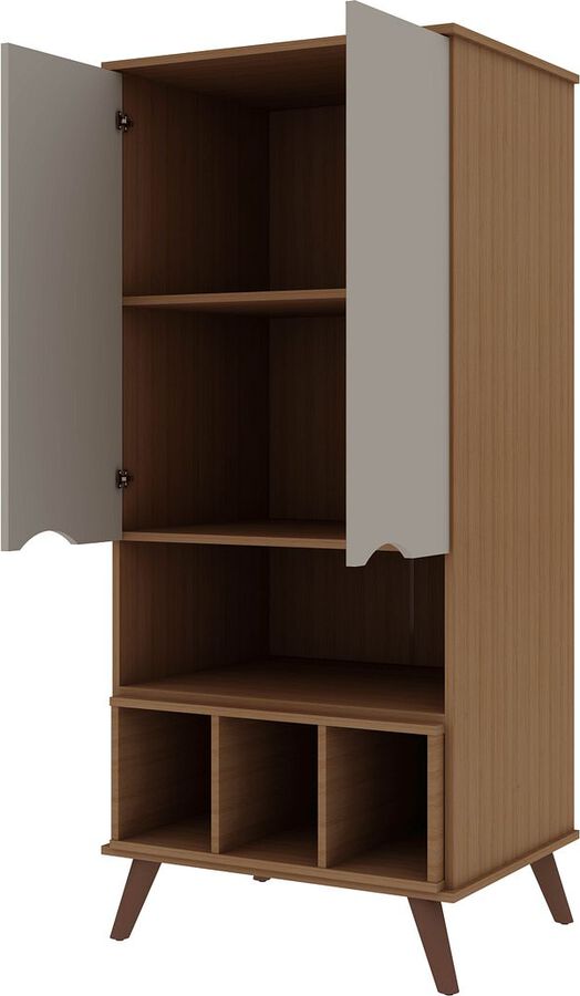 Manhattan Comfort Cabinets & Wardrobes - Hampton 26.77 Display Cabinet 6 Shelves Off White & Maple Cream