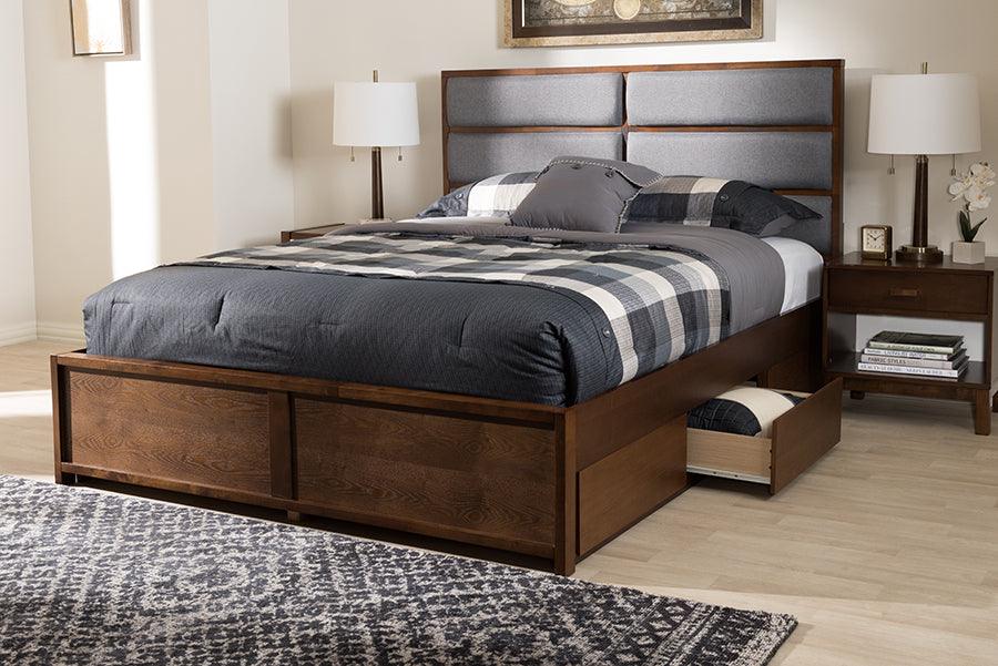 Wholesale Interiors Beds - Macey King Storage Bed Gray & Walnut Brown