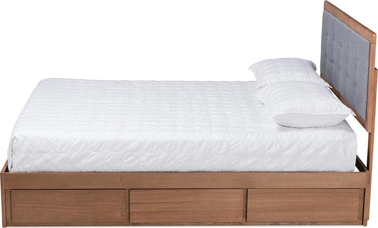 Wholesale Interiors Beds - Lene Queen Storage Bed Ash walnut & grey