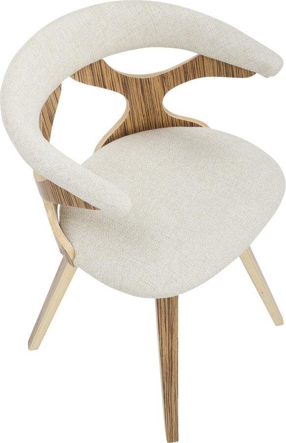 Lumisource Dining Chairs - Gardenia Mid-Century Modern Dining/accent Chair with Swivel in Zebra Wood & Cream Fabric