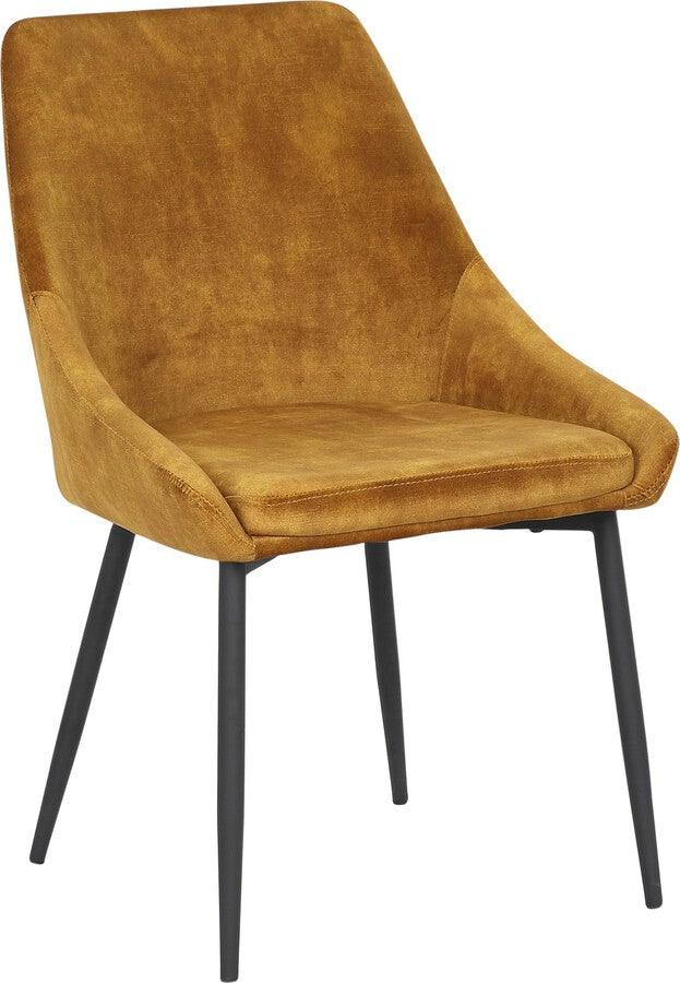 Lumisource Dining Chairs - Diana Contemporary Chair in Black Metal & Golden Yellow Velvet - Set of 2