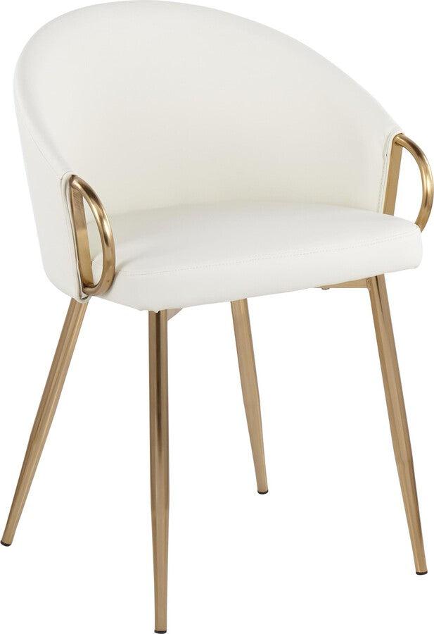 Lumisource Accent Chairs - Claire Contemporary/Glam Chair in Gold Metal and White Faux Leather