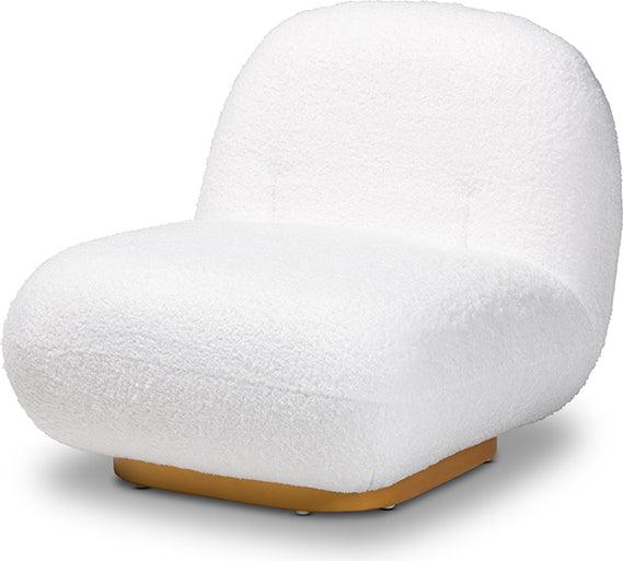 Wholesale Interiors Accent Chairs - Paiva White Boucle Upholstered and Brushed Gold Finished Accent Chair